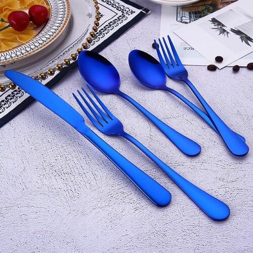 5pcs Dinnerware Set Multicolor Stainless Steel Upscale Dinnerware Tableware Flatware Cutlery Fork Spoon Home Kitchen Accessories