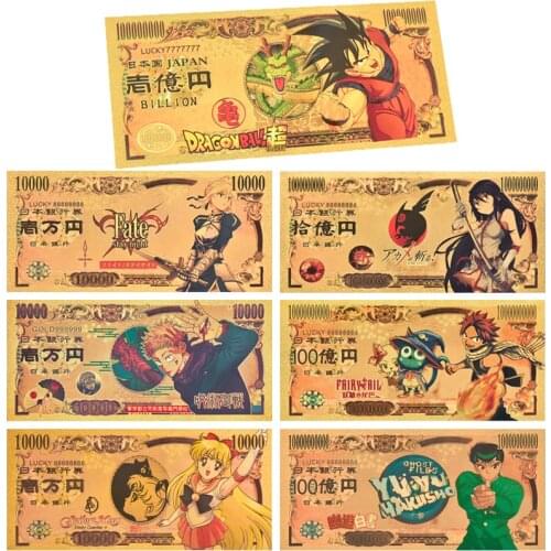 23 Styles Dragon-Ball-Z Saint-Seiya Sailor-Moon Japan Anime Gold Banknote Sets Cartoon Tickets Souvenir Gifts for Kids Children