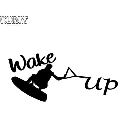 Volkrays Personality Car Sticker Wakeboard Water Skiing Acccessories Reflective Waterproof Vinyl Decal Black/Silver,6cm*16cm