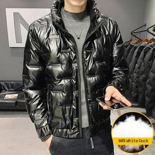2020 New Fashion White Duck Down Jacket Winter Mens Brand Standing Collar Zipper Pocket Down Coats Canada Casaco Masculino