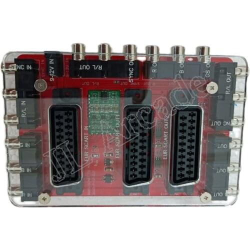 New Acrylic Case Mini SCART Distributor Converter Video RGBS/SCART 1 In 4 Out Auto EUR Divider Converting Board Device