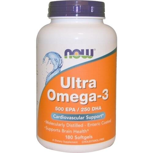 Now Foods Ultra Omega-3 Fish Oils EPA DHA Fatty Acids Cardiovascular Support Brain Health 180 Softgels FREE SHIPPING