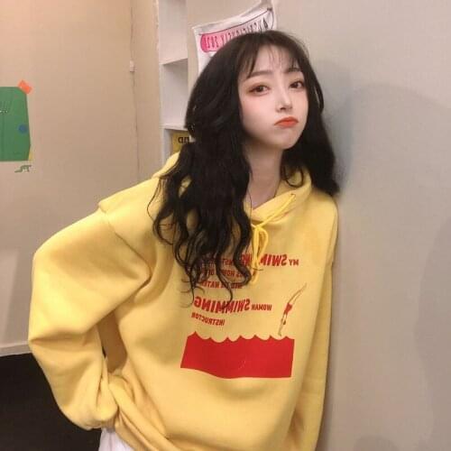 Autumn and winter new loose Plush thickened hooded Slouchy womens top coat fashion