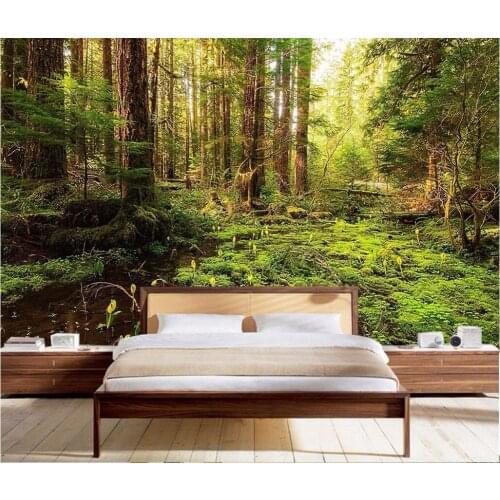 Custom photo 3d wallpaper mural primeval forest trees picture home decoration painting 3d wall murals wallpaper for walls 3 d