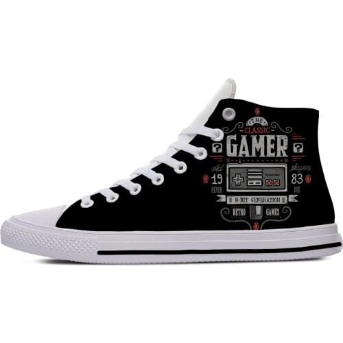 Casual Canvas Shoes Classic Controller Video Game Console Gamer Cool High Top Lightweight Breathable 3D Print Men Women Sneakers