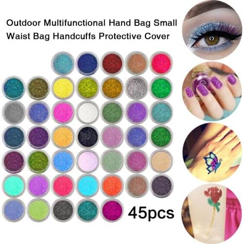 Professional 45 Colors Nail Art Powder Dust Make Up Shinny Shimmer Glitter Nails Decoration Tips Set Kit Wholesale Nail Tools