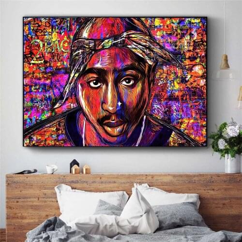 Rapper 2Pac Graffiti Canvas Prints Portrait Poster Painting On The Wall Decor No Frame Art Pictures For Living Room Wall Decor