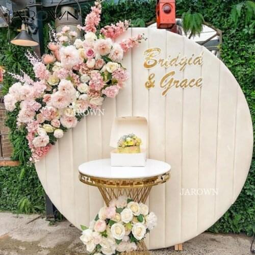 JAROWN Wedding Arch Party Props Flannel Covers 7ft Round Background Screen Customize Birthday Decoration Velvet Event Backdrop