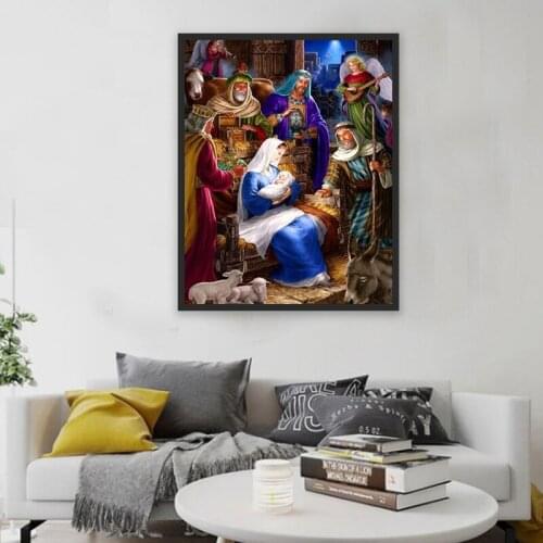 Diy Diamond Paintings Jesus Christ Birth Christmas Diamond Pattern Beadwork Pictures Needlework Religious Diamond Craft