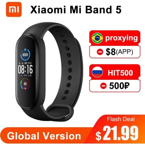 Global Version Xiaomi Mi Band 5 Smart Bracelet 4 Color AMOLED Screen Miband 5 Smartband Fitness Traker Waterproof Smart Band 5