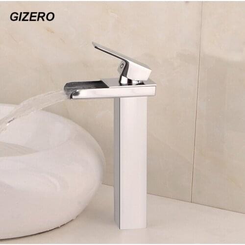 Basin Tall Mixer Faucet Copper Brass Bathroom Waterfall Faucet Chrome Bathroom Taps Hotel Toilet hot and cold taps ZR622