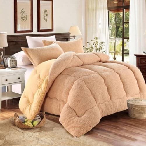 Thicken Warm Winter Quilted Quilts Lamb Velvet Comforter Cashmere Down Blanket Single Double Duvet Quilt King Queen Full Size