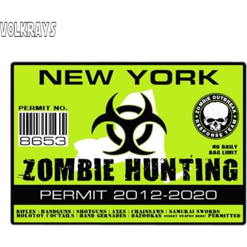 Volkrays Creative Car Sticker New York Zombie Outbreak Response Team Accessories Sunscreen PVC Decal for Jeep Opel Seat,7cm*10cm