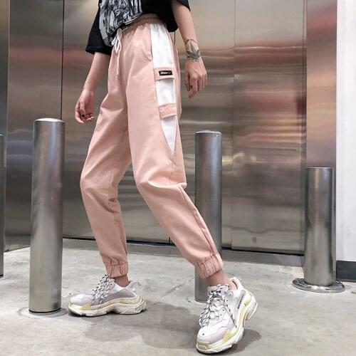 Pure cotton loose looking thin handsome overalls 2021 spring autumn casual high-waisted cropped pants sports pants women