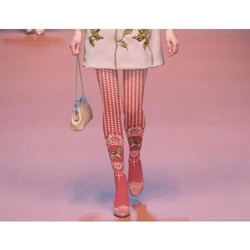 Japanese Harajuku Cartoon Tattoo Printed Sweet Lolita Tights Fashion Women Hosiery RED/SKY BLUE