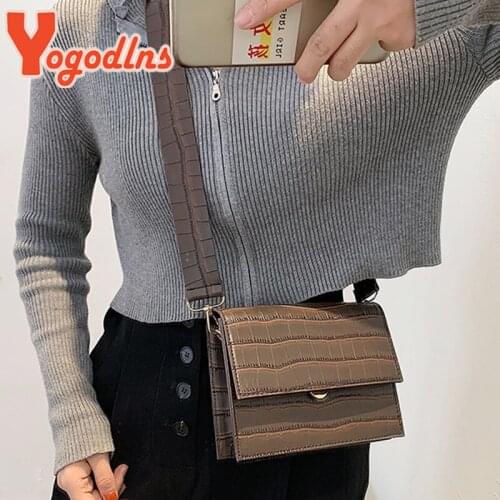Yogodlns Vintage Stone Pattern Crossbody Bag Female PU Leather Shoulder Bag Luxury Square Bag Designer Lady Messenger Handbag