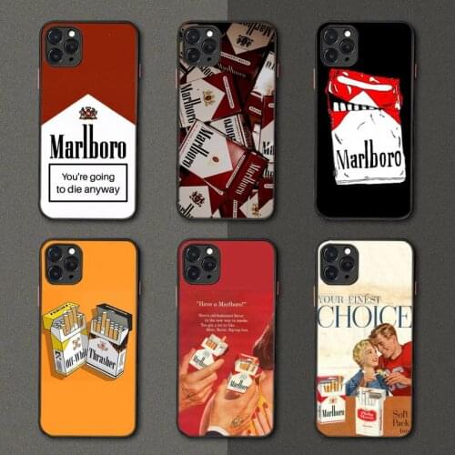 Art Bumper Cigarette Marlboros Phone Case Black Transparent Matte For IPhone 7 8 11 12 S Mini Pro X XS XR MAX Plus Cover Shell