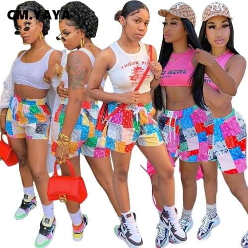CM.YAYA Women Banadanna Print Shorts Fashion Classic Short Pants