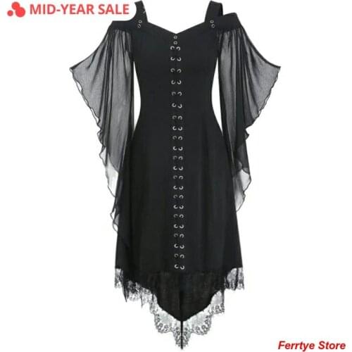 Elegant Maxi Dress Women Chiffon Flare Sleeve Lace Up High Waist Lace Patchwork Off Shoulder Long Dresses Femme Vestidos