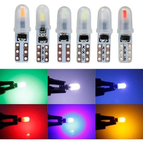 10PCS T5 LED Auto Car Led Bulbs No Polarity Dashboard Lamp 2-3014 SMD Door License Plate Light White Red Green 12V DC