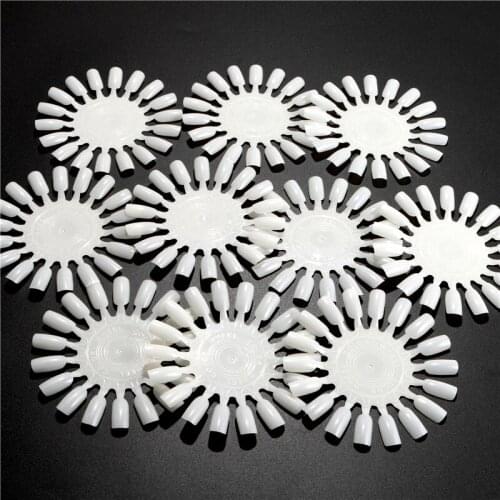 10pcs False Nails White Round Fake Nail Set Display Practice Swatch Manicure Tool Plastic Chart UV Gel Polish Nail Art Supplies