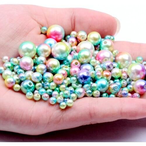 150Pcs/Pack Mix Size 4/6/8/10mm Beads With Hole Colorful Pearls Round Acrylic Rhinestones Beads Nail Art Crafts DIY Decoration