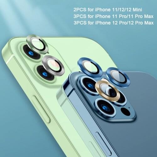 2/3PCS Metal Ring Protective Glass for iPhone 12 Pro Max 12 Mini Glaso Camera Lens Screen Protector for iPhone 11 11 Pro Glass