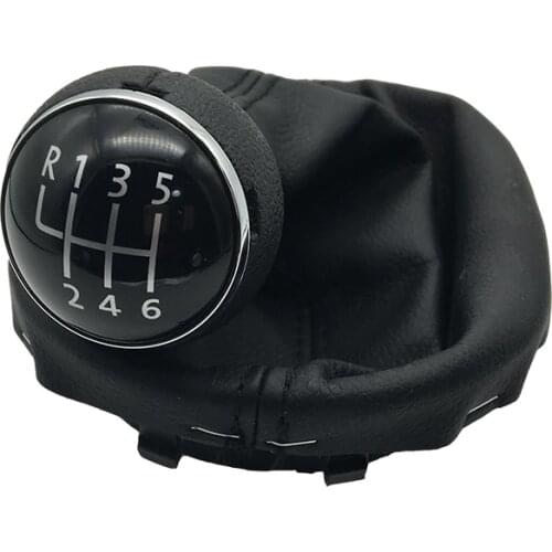 5 Speed 6 Speed Car Gear Shift Knob For Volkswagen VW Touran Caddy 2003-2011 Manual Lever Leather Boot Gear Shift Collars