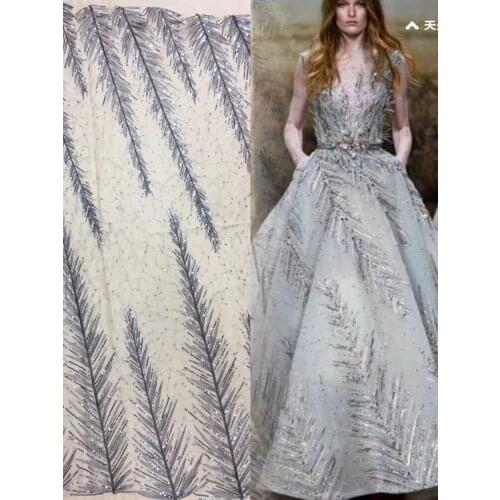 5yards /lot eva001# 7 color luxury sequin flower embroidery tulle mesh lace fabric for evening dress/wedding