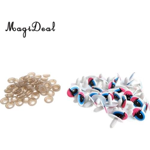 50Pcs Plastic 22*14mm Cartoon Safety Eyes For DIY Animal Scrapbooking Bear Plush Stuffed Toys w/ Washer