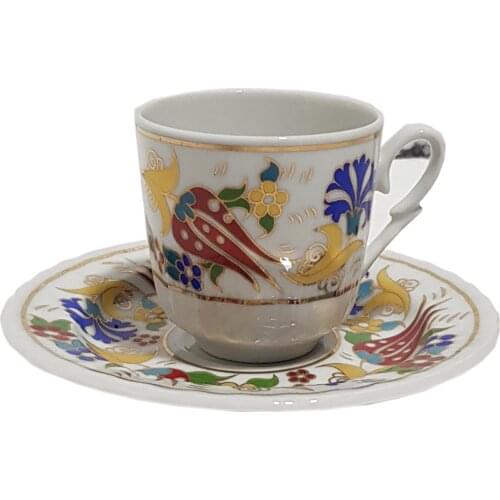 6x2 Gilded Porcelain Coffee Cup Set, Coffee Cup and Saucer Set, Coffee Mug , Cup, Mug , Table ware