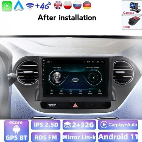 1024*600P Android 9.0 2G 32G Auto GPS Radio For Hyundai Grand I10 2013 2014 2015 2016 Multimedia BT IPS Screen NO DVD Carplay