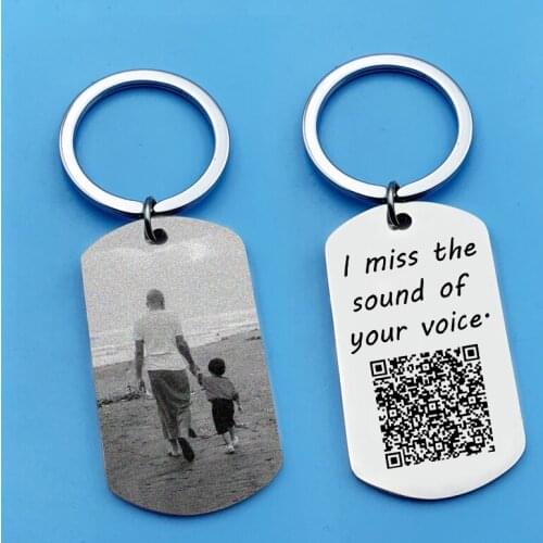 Memorial Keychain,Loss of Loved One Keyring,Customize Voice QR Code Engrave Photo Best Gift For Love