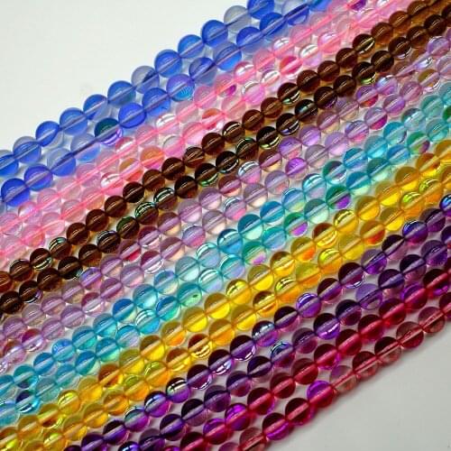 8 color 6mm 8mm Labradorite stone beads Synthetic Flash glass Stone 6/8/10MM Round Loose beads for jewelry making bracelet DIY