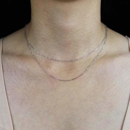 100% Real 925 Sterling Silver High Quality Classic Simple Link Chain For Women 41 with 5cm Extended Chain Necklace For Women