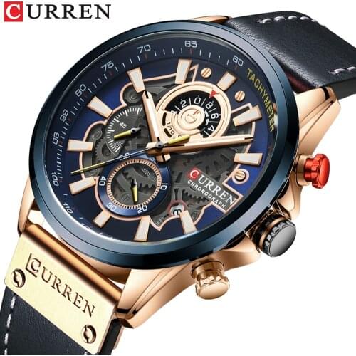 Curren Big Dial Watches Mens Top Luxury Famous Brand Watches Blue Quartz Military Watch Mens Watch Relogio Masculino