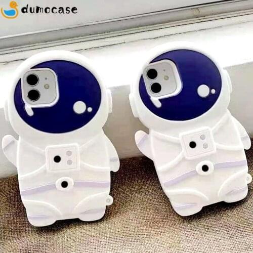 Relieve Stress 3D Astronaut Phone Case for IPhone 11 12 Mini Pro Max XR X XS MAX 7 8 Plus SE 2020 Soft Silicone Shockproof Coque