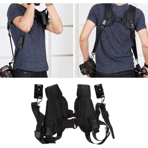 Black Double Dual Camera Shoulder Strap Quick Rapid Sling Camera Belt Adjustment for Canon for 2 Cameras Digital DSLR Strap New