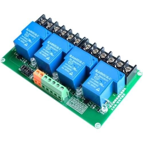 Four 4 channel relay module 30A with optocoupler isolation 5v supports high and low Triger trigger for Smart home