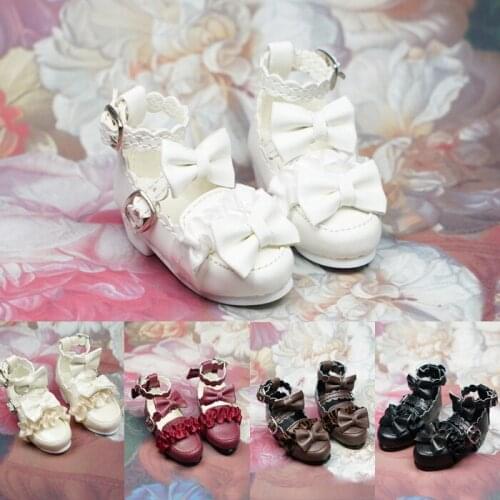 D01-P612 children handmade toy 1/3 1/4 uncle Doll clothes BJD/SD doll props Accessories colorful Double bow leather shoes 1pair