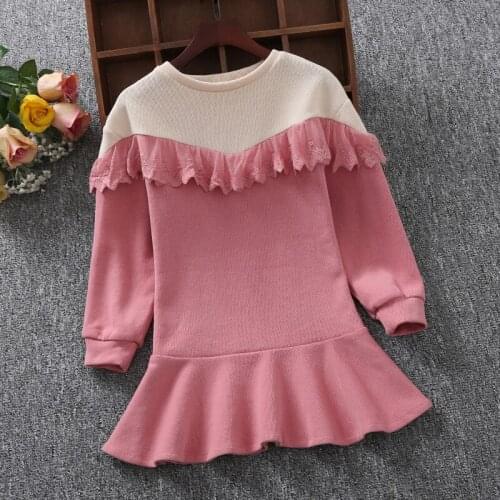Cotton Baby Girls Dresses Spring Autumn Loose Kids Clothes Cute Long Sleeve Teens Dresses With Lace Ruffles for 6 8 10 12 Years