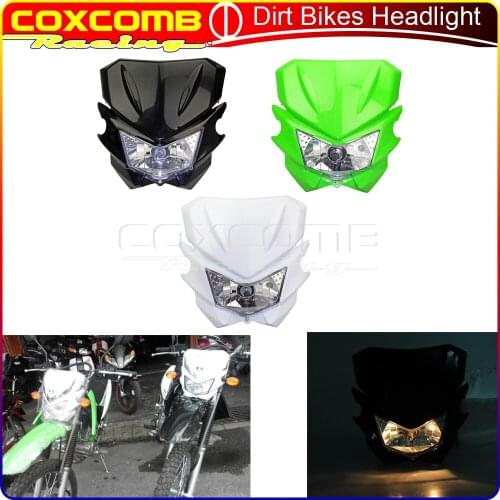 For Kawasaki KX KLX KSR KLR KLE ZZR KDX 250 450 650 Motorcycles Black Headlight 12v 35w Motocross Dual Sport Street Head Lamp