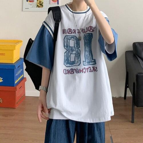 Fake two-piece t-shirt female half sleeve 2021 new style short sleeve design tshirt Favourite At a loss Panic buying