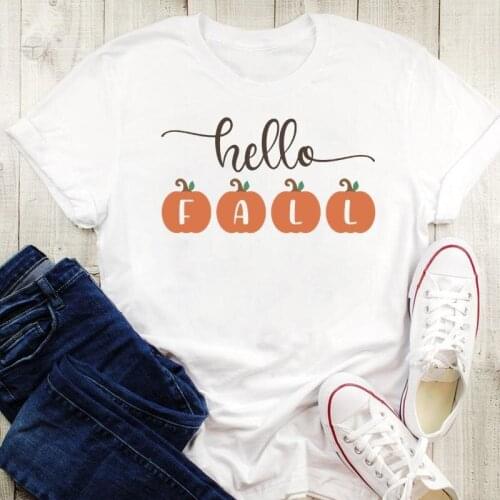 Graphic Print Tees Happy Holiday 90s Fall Autumn Women Halloween Thanksgiving Female 90s Cartoon Tops Tshirt T-Shirt