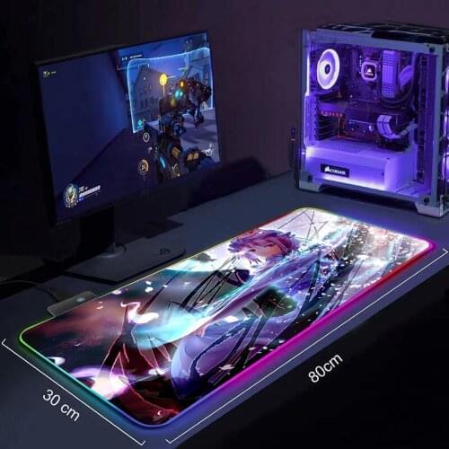 LED Light Gaming Mouse Pad RGB Large Keyboard Cover Non-Slip Rubber Base Computer Carpet Desk Mat PC Game Mouse Pad Anime Touhou