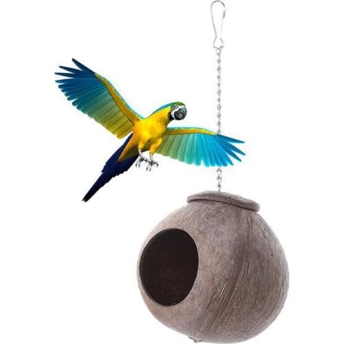Pet Toy Natural Coconut Shell Bird Cage Fun hideaway For Pet Parrot
