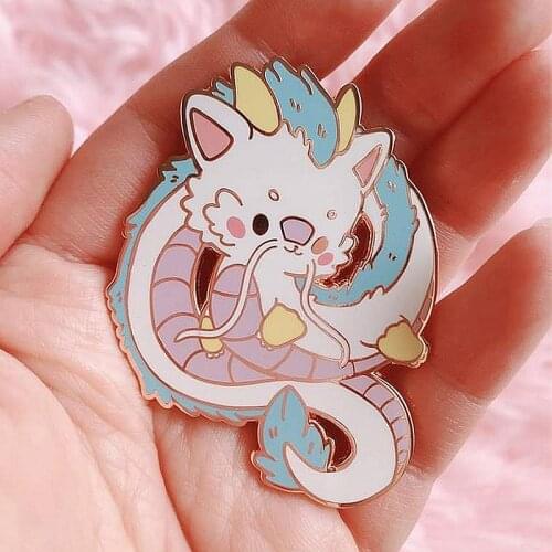 Kawaii Haku Dragon Blushsprout Enamel Brooch Pin Hat Bag Collar Lapel Pins Badges Women Mens Fashion Jewelry Accessories