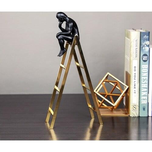 Creative Character Ornaments Art Resin Black Thinker Metal Stairs Living Room Furnishings Crafts Modern Home Decor Wedding Gifts