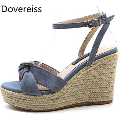 Summer Women Wedges Sandals Fashion Sexy New Pure color apricot Buckle Party Shoes Wedges Consice 33-39
