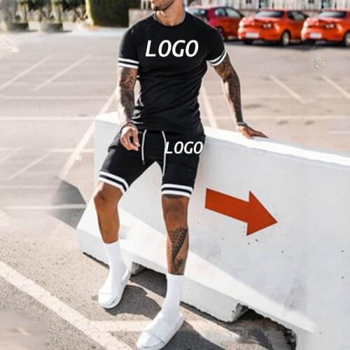 Hot Custom Logo Print Mens Short Setsr Sportswear Short Sleeve Fashion Drop Shipping Wholesale Outfits 2 Piece Suits Summer 2021
